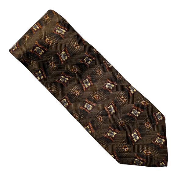 Brown Abstract Wavy Stripes Tie - Picture 2 of 6